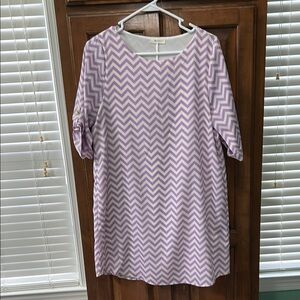 Everly Purple and White Chevron Dress